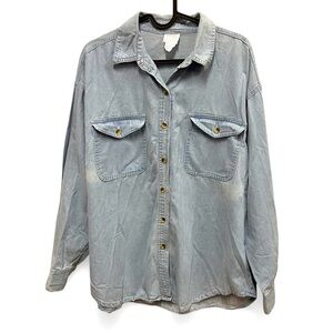 Mystic Blues Vintage 90s Chambray Denim Button Down Shirt size 18